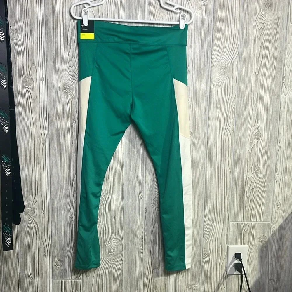 Nike Youth Ankle Leggings XL Green Dri-Fit Full Length Activewear